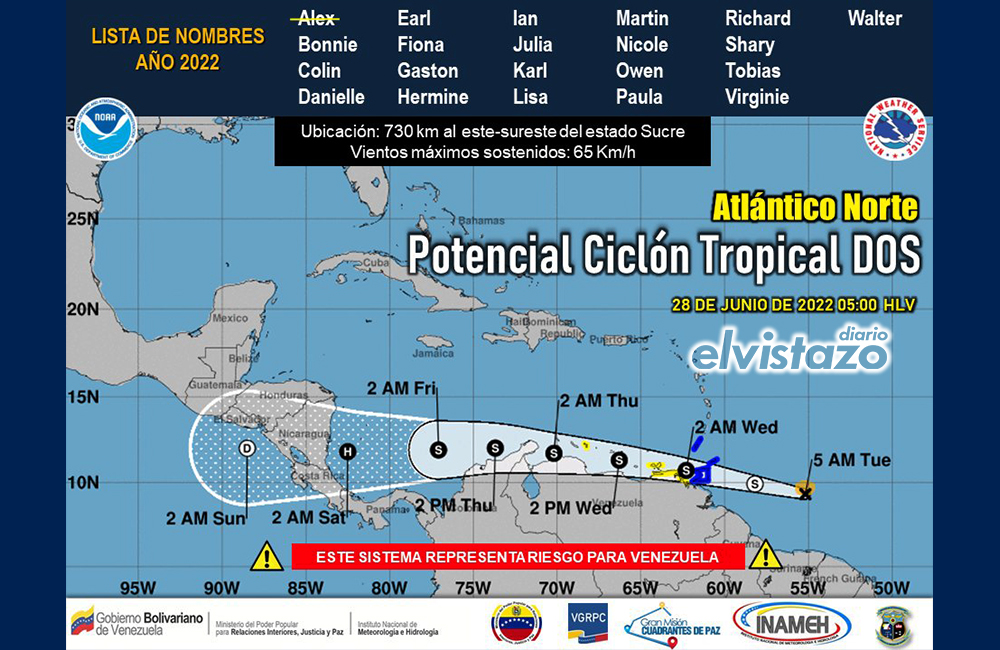 Potencial Ciclón Tropical Nº 2 se ubica al sureste del estado Sucre