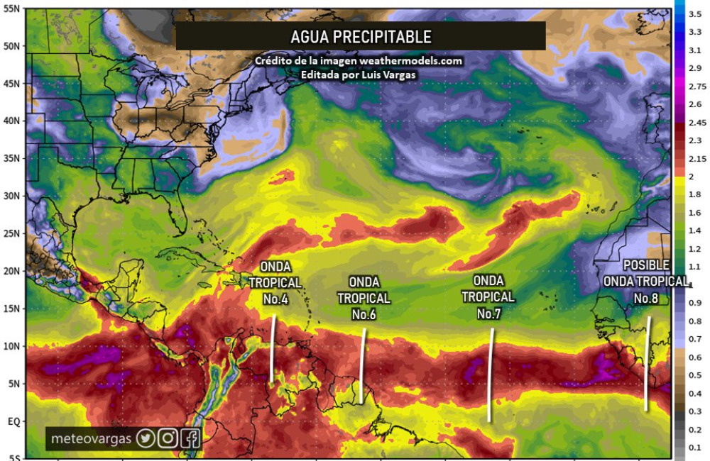 Anzoátegui y otros estados registrarán lluvias este lunes por avance de la Onda Tropical N° 4