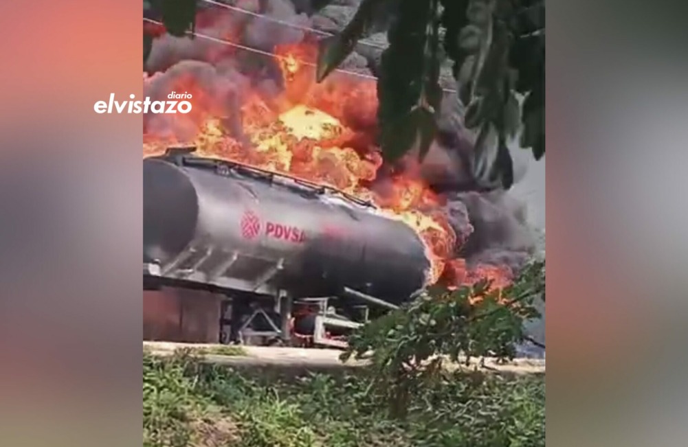 Bomberos de San Fernando y Calabozo controlaron el incendio de una cisterna de combustible en Guárico